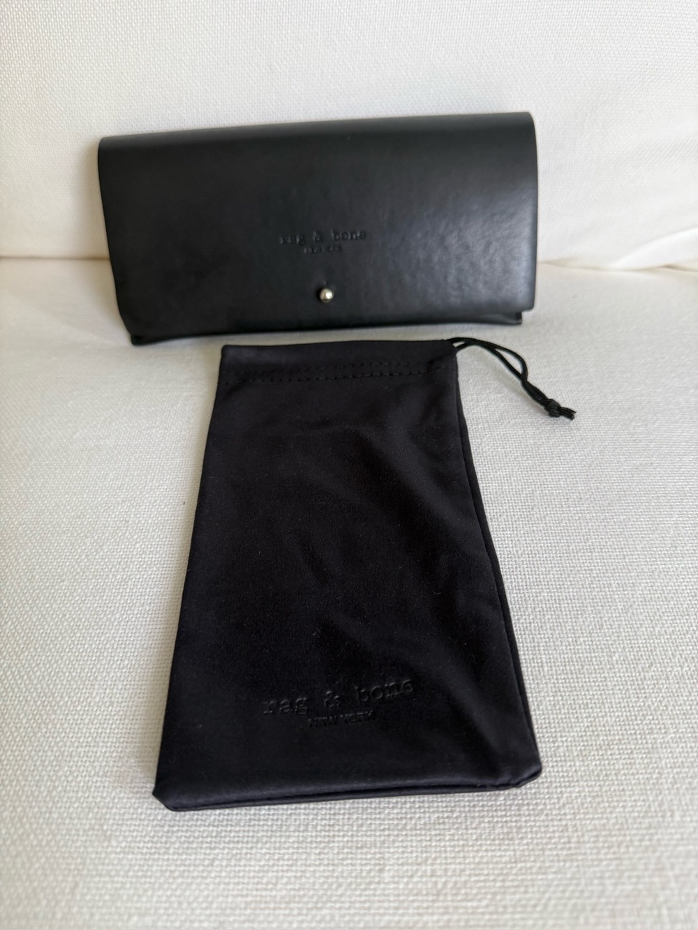 New! RAG & BONE Black Leather Sunglass Case With Cloth